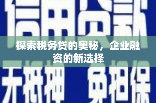 矿区探索税务贷的奥秘，企业融资的新选择
