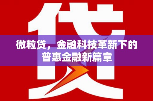 矿区微粒贷，金融科技革新下的普惠金融新篇章