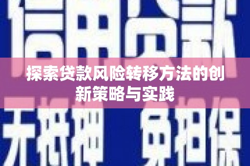 矿区探索贷款风险转移方法的创新策略与实践
